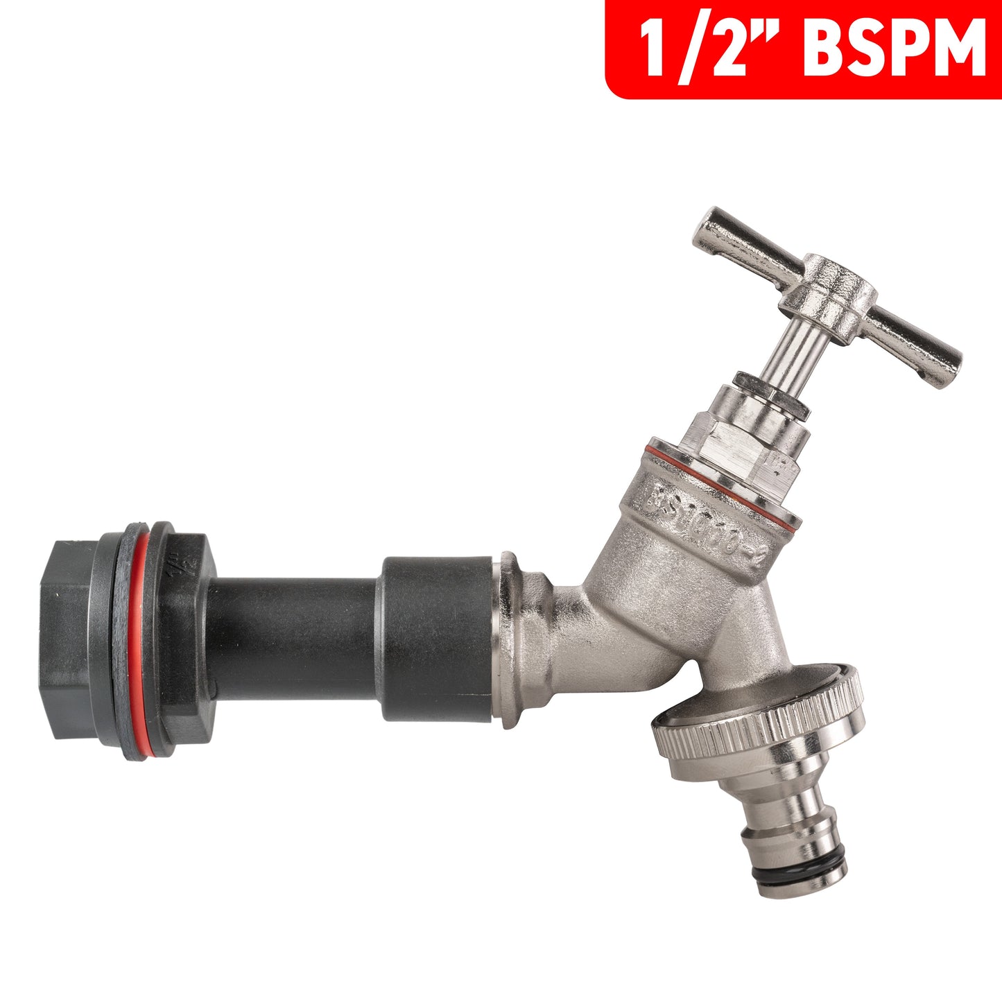 1/2’’ Water Butt Fitting Set with Snap-On Nickel-Plated Tap & Drill Bit