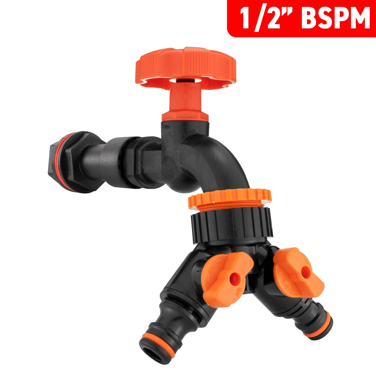 ½" Water Butt Extension Set Including Black Dial Tap and Dual Outlet Splitter