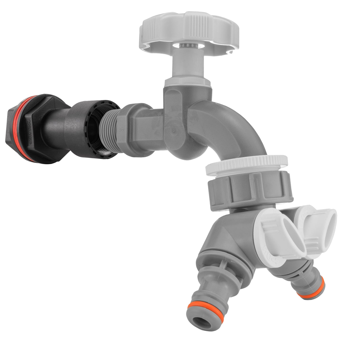 1/2’’ Water Butt Extension Set with Grey Tap, Dual Outlet Splitter & Hole Saw