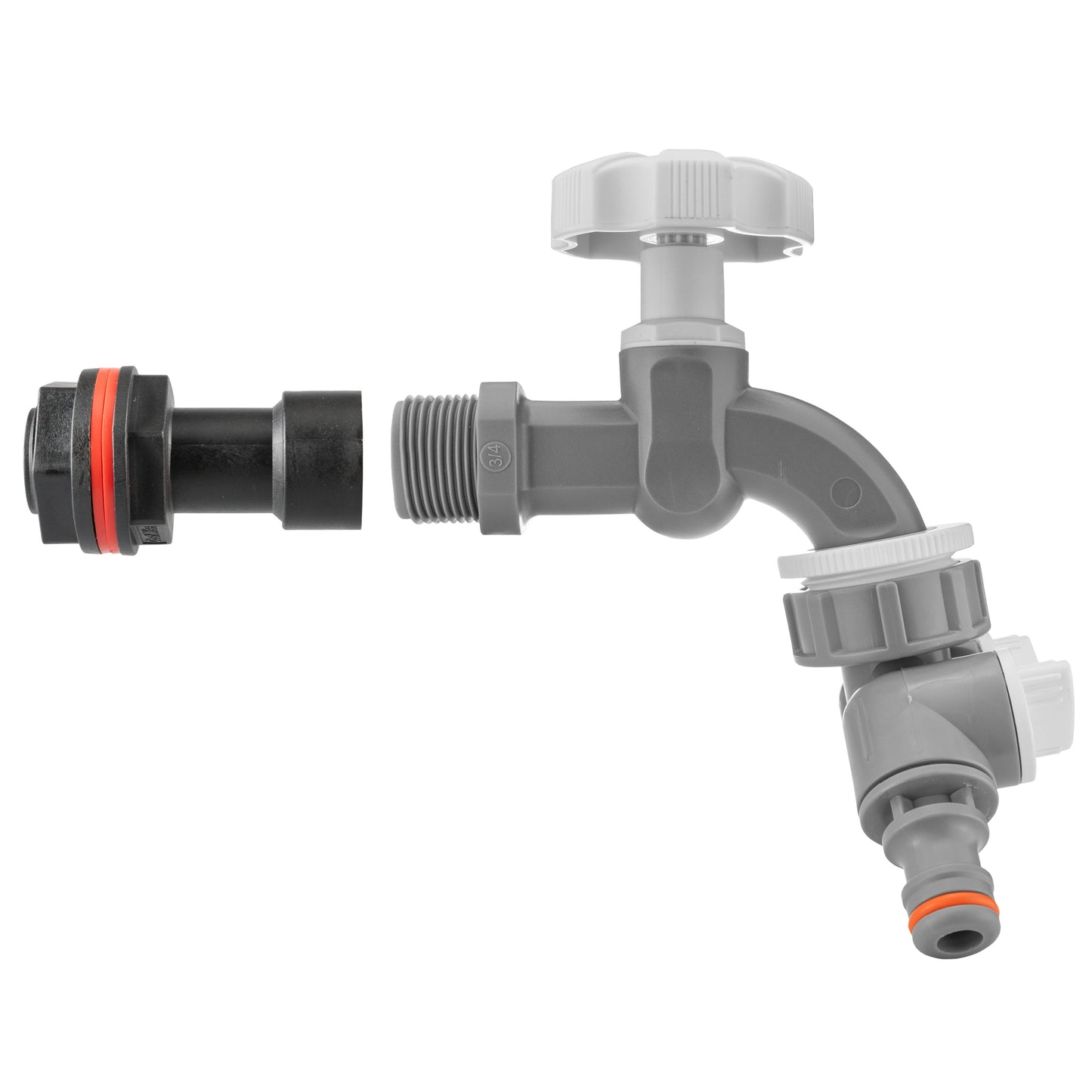 3/4’’ Watter Butt Fitting Set with Grey Tap, Dual Outlet & Drill Bit
