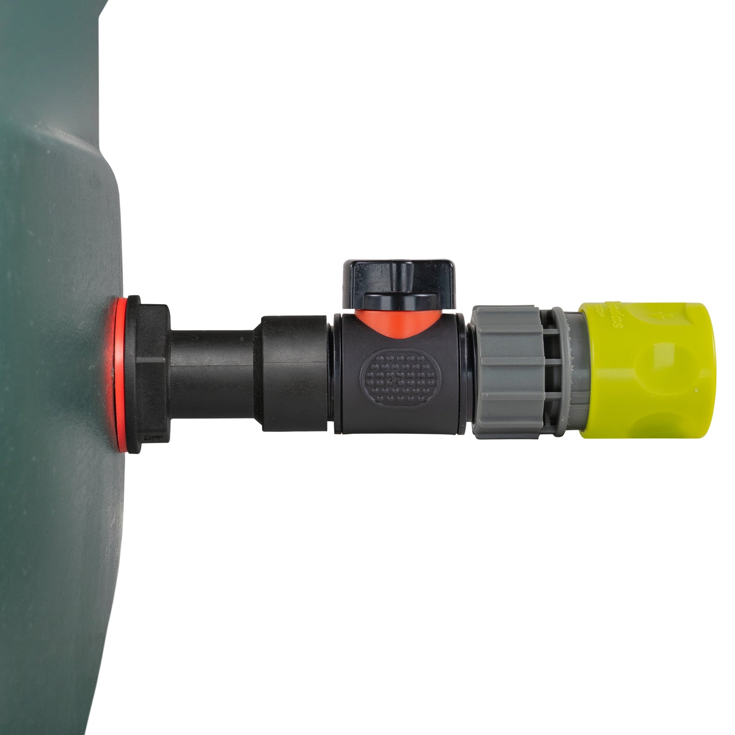3/4" Water Butt Extension Set with In-Line Valve & Lime Female Quick Connector + Hole Saw