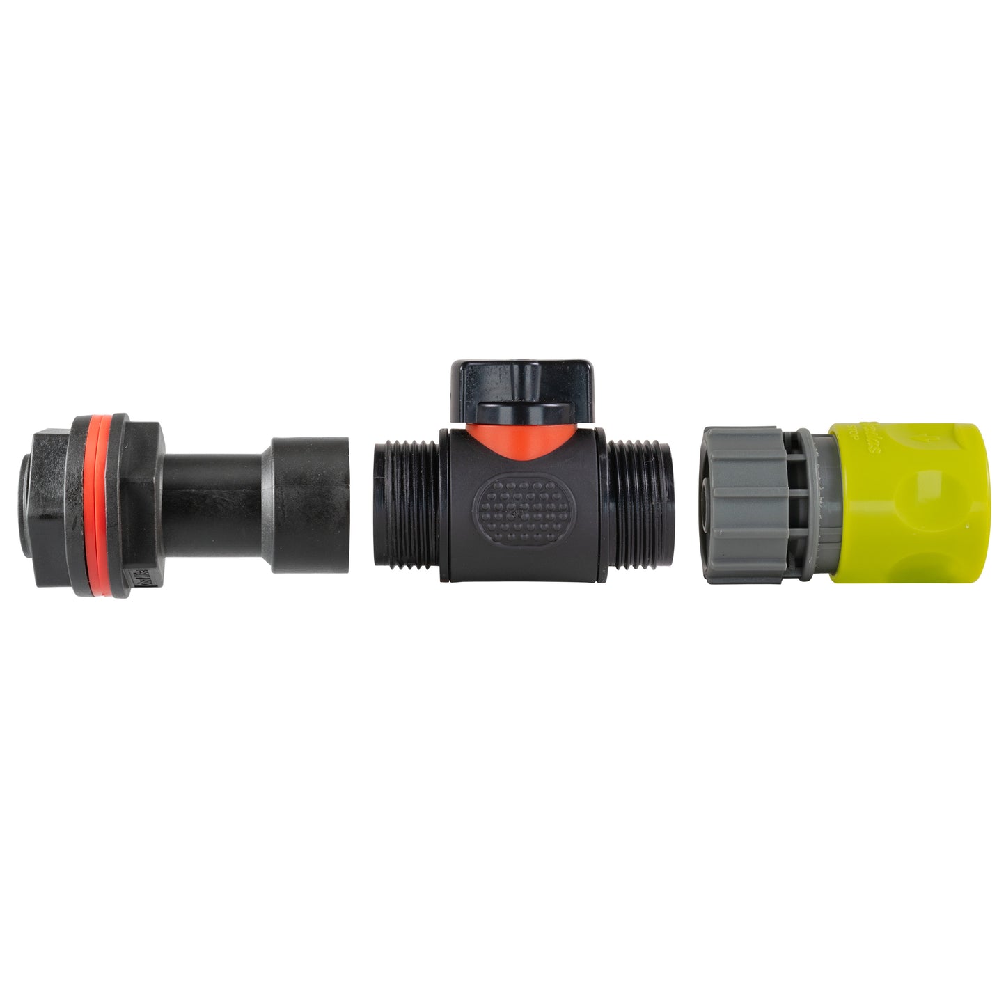 3/4" Water Butt Extension Set with In-Line Valve & Lime Female Quick Connector + Hole Saw