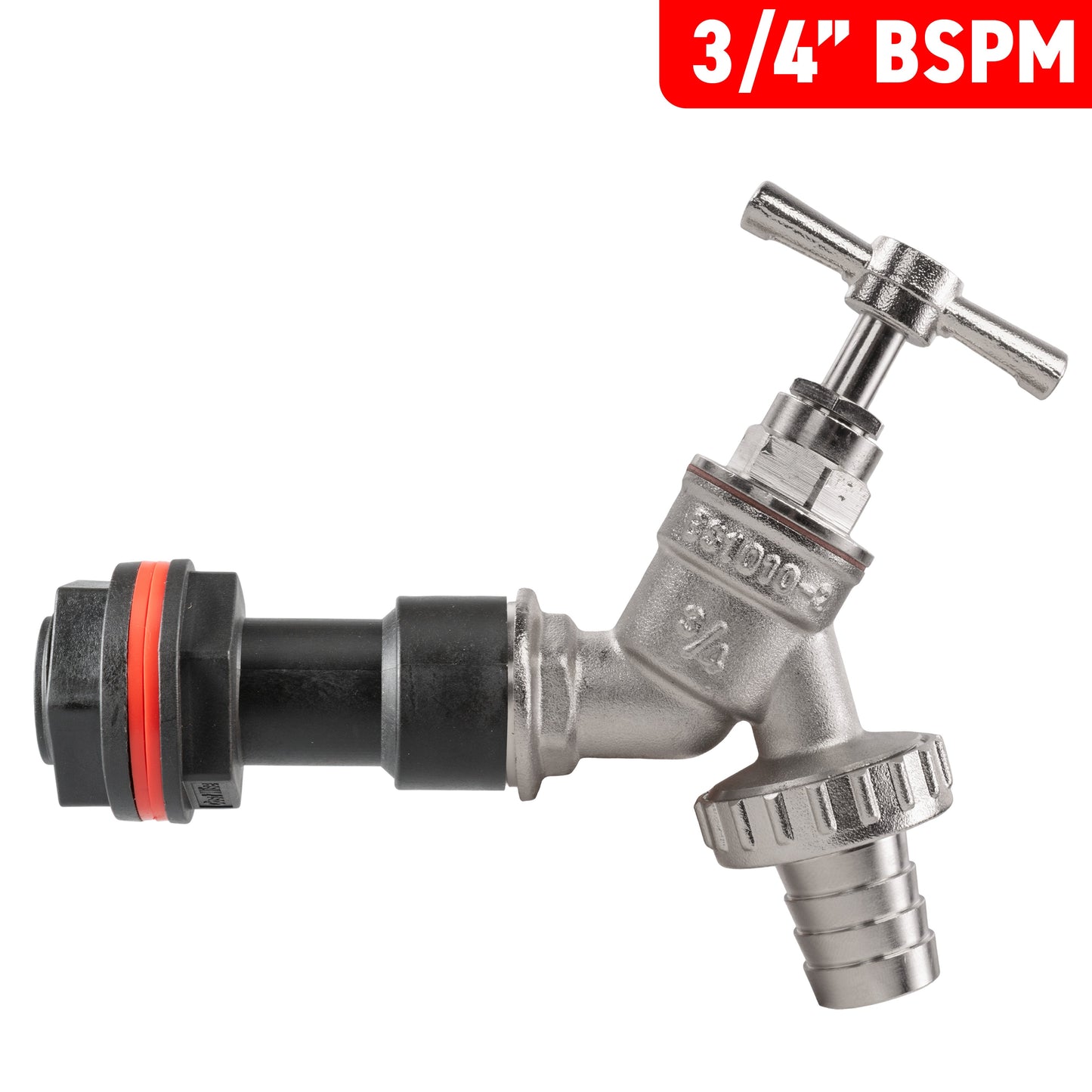 3/4” Water Butt Extension Set Complete with Nickel-Plated Barbed Tap