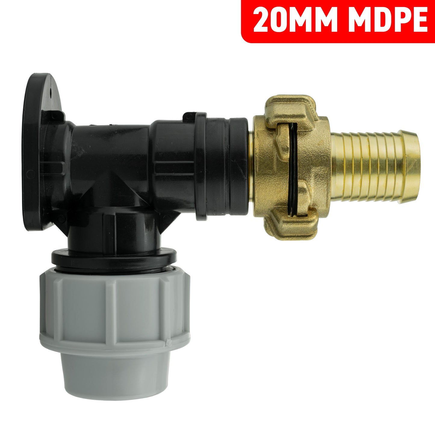 20mm MDPE Wall Flange Set with 25mm Barbed Geka Fittings