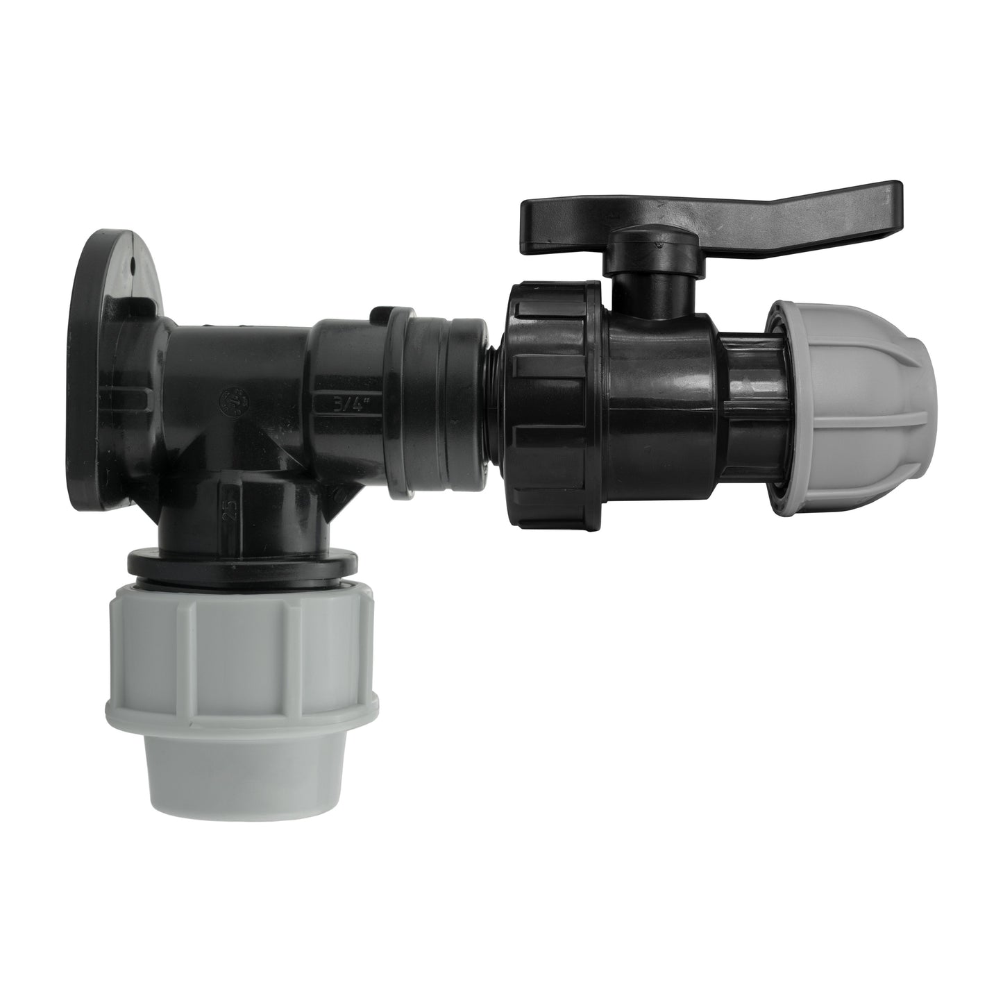 25mm MDPE Pipe Wall Flange and Valve Set