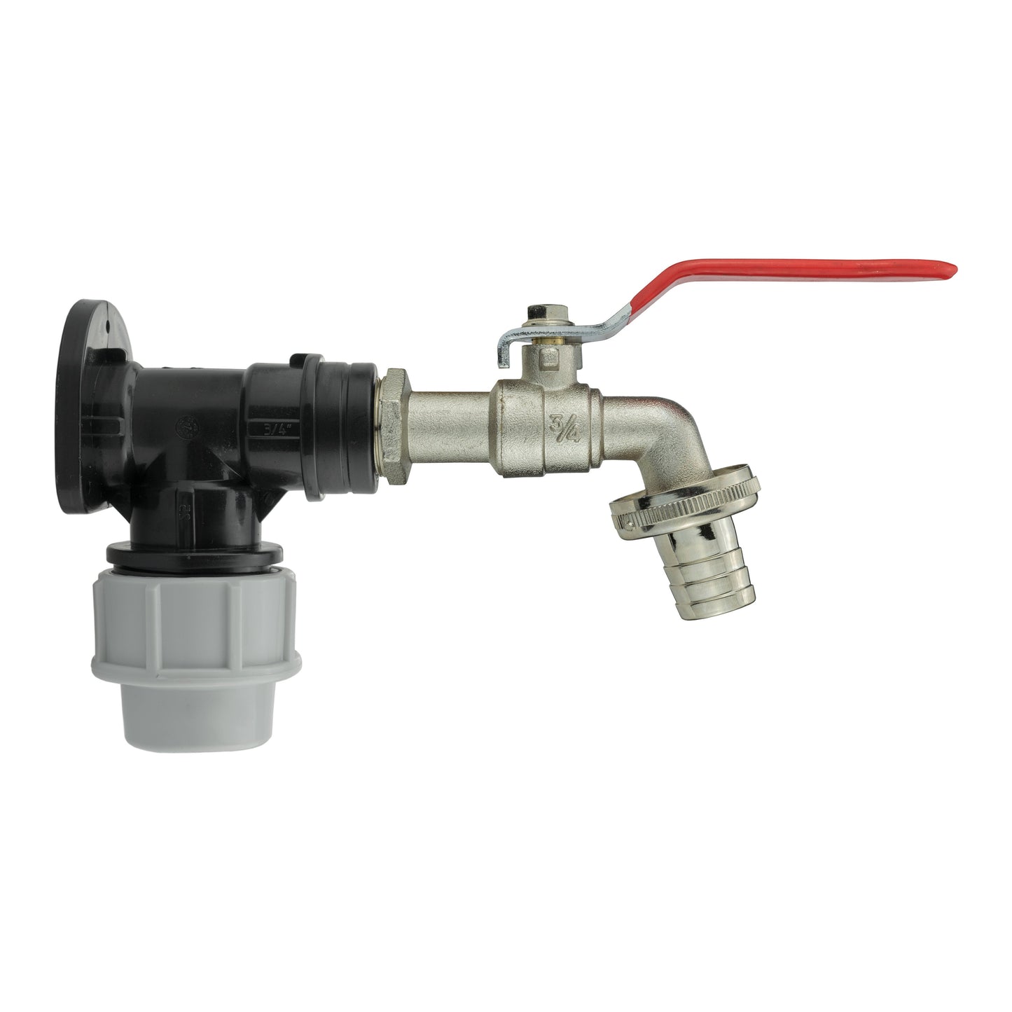 25mm MDPE Wall Flange Set Including Lever Tap with ¾” Barb Connection
