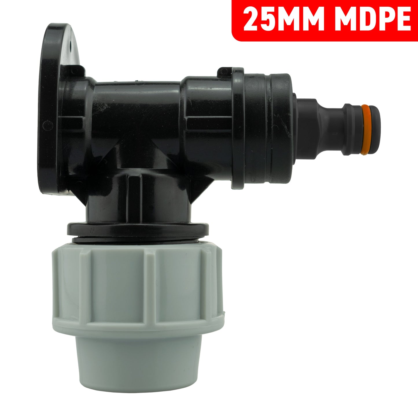 25mm MDPE Wall Flange Set Including Male Quick-Connect Fitting