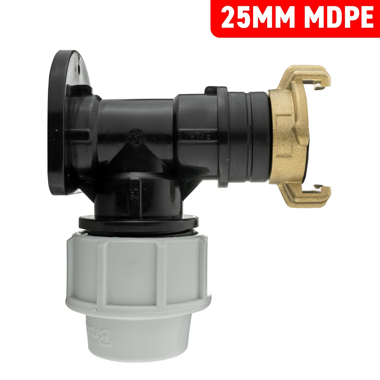 25mm MDPE Wall Flange Set Including ¾” BSP Geka Type Fitting
