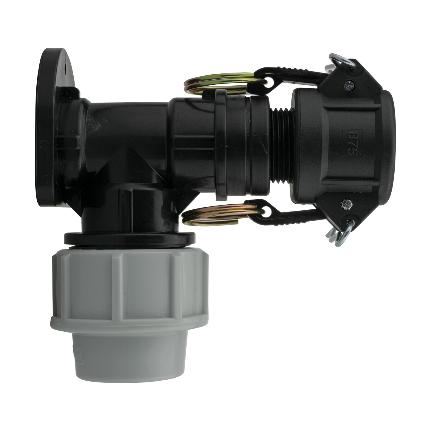 25mm MDPE Wall Flange Set with ¾" Camlock B Coupling