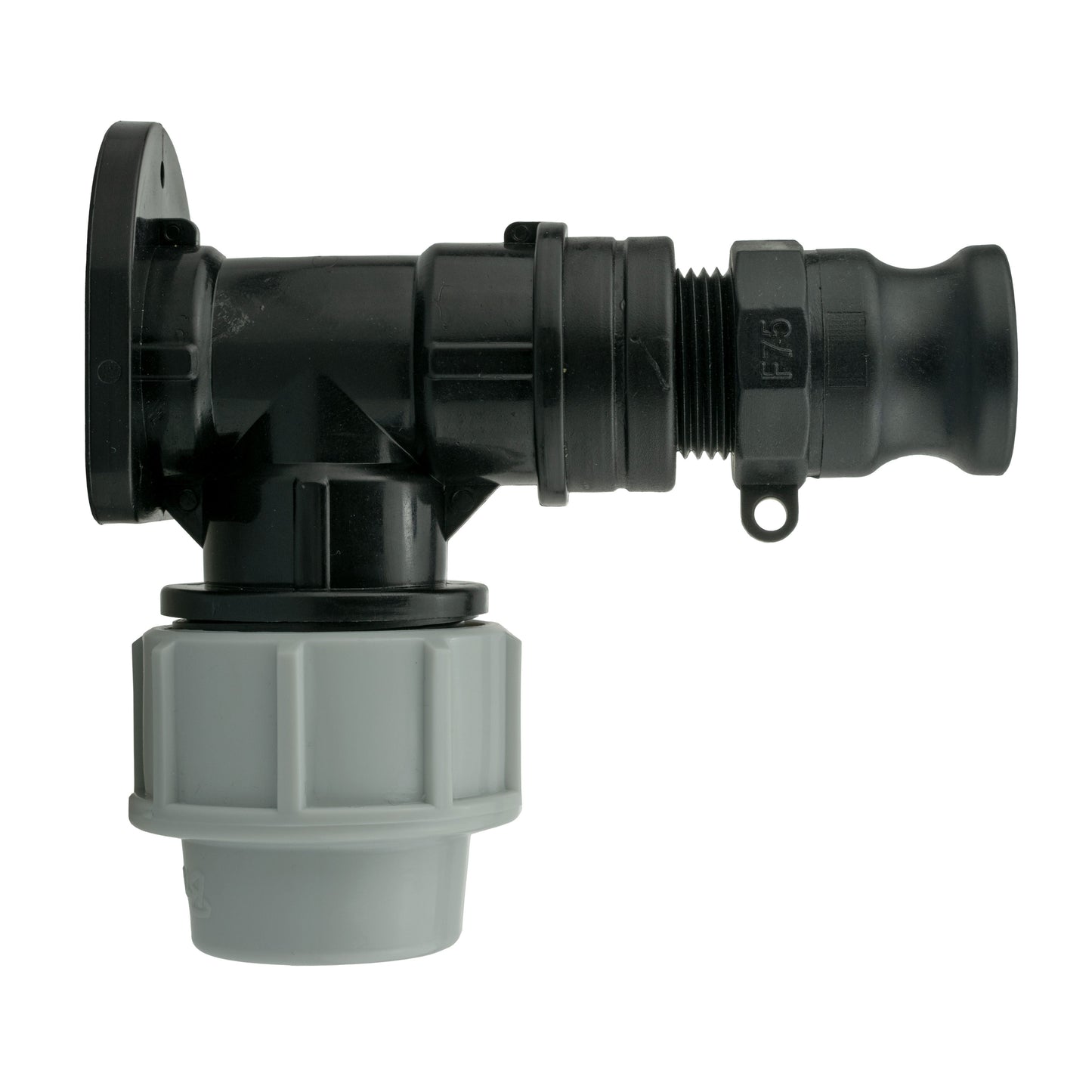 25mm MDPE Wall Flange Set with ¾" Camlock F Coupling