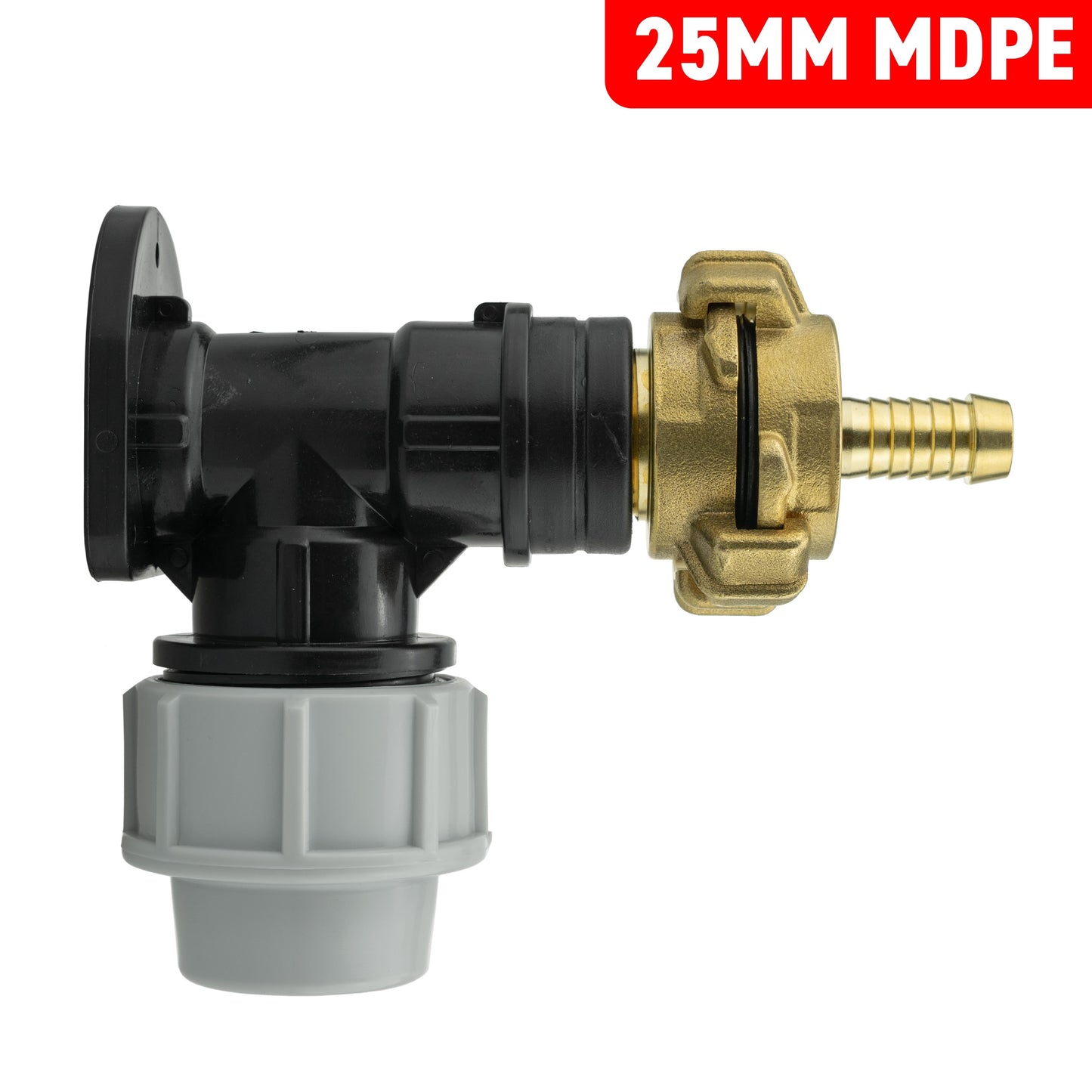 25mm MDPE Wall Flange Set Including 13mm Barbed Geka Connector Set