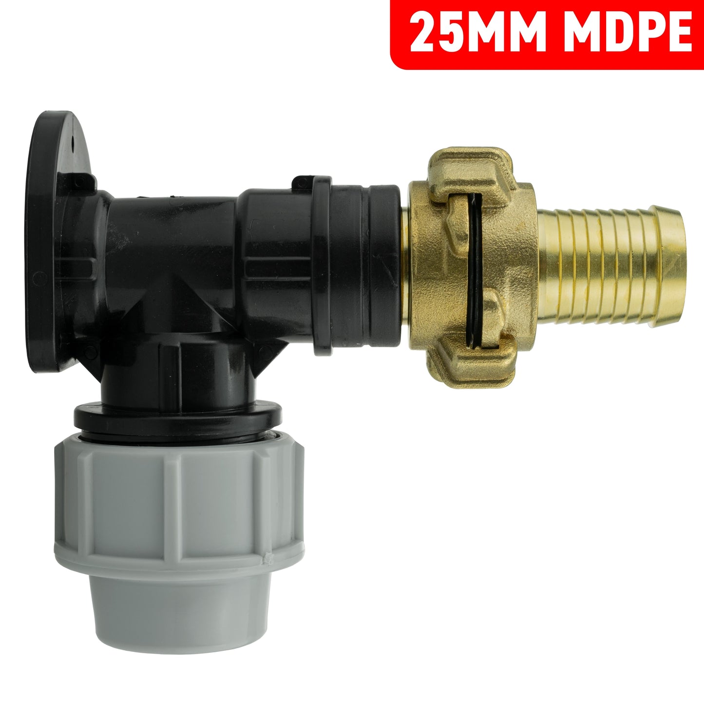 25mm MDPE Wall Flange Set Including 25mm Barbed Geka Connector Set