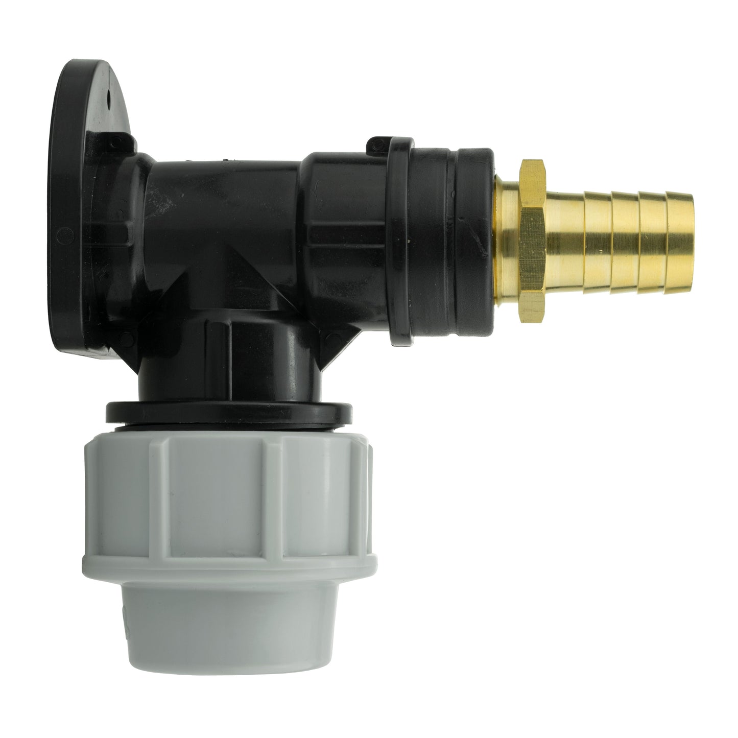25mm MDPE Wall Flange Set with 19mm Brass Barb Fitting
