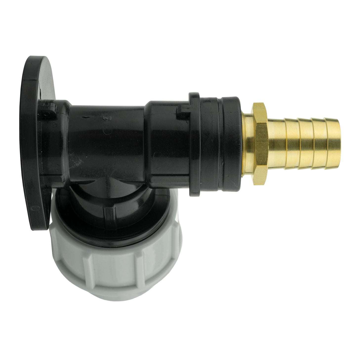 25mm MDPE Wall Flange Set with 19mm Brass Barb Fitting