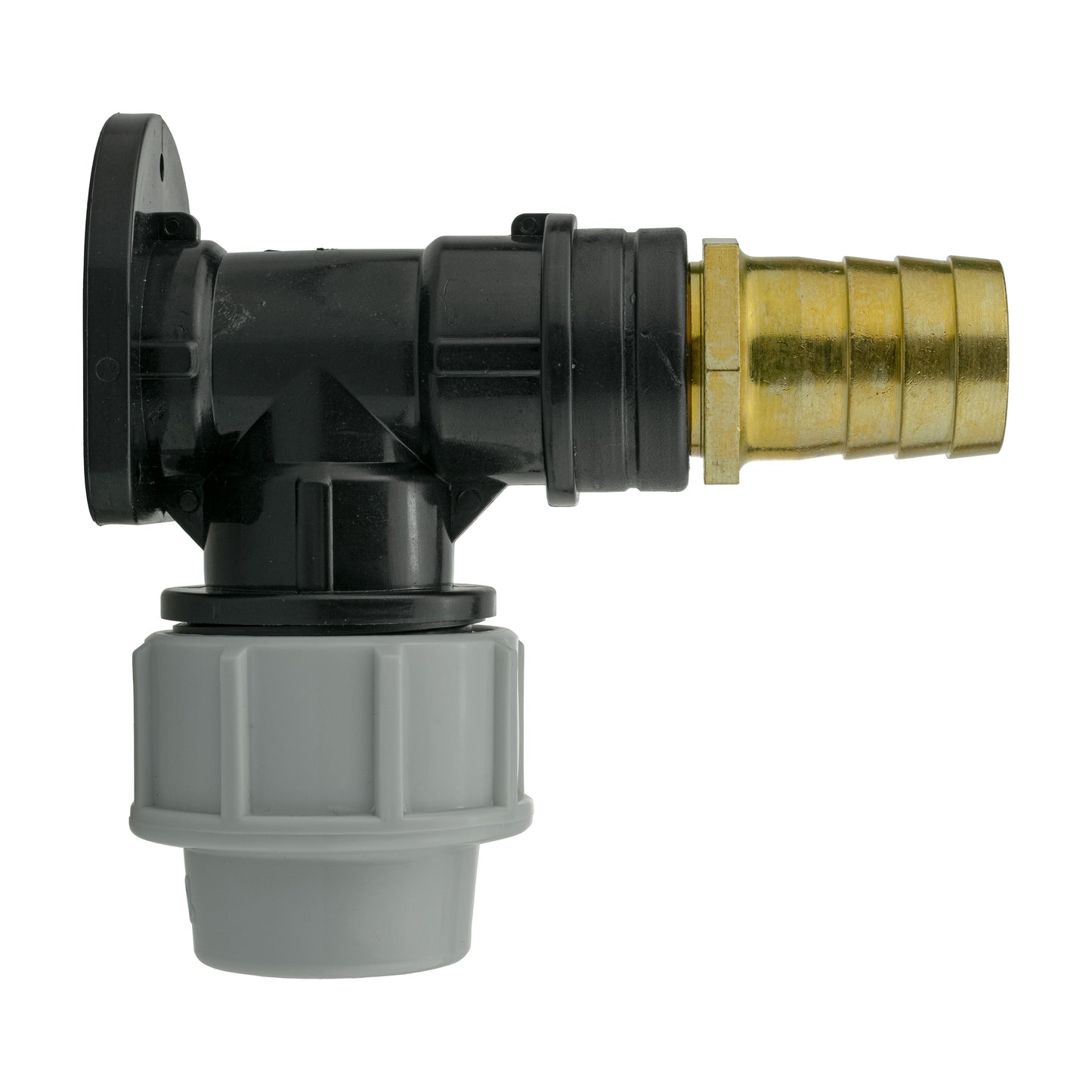 25mm MDPE Wall Flange Set with 25mm Brass Barb Fitting