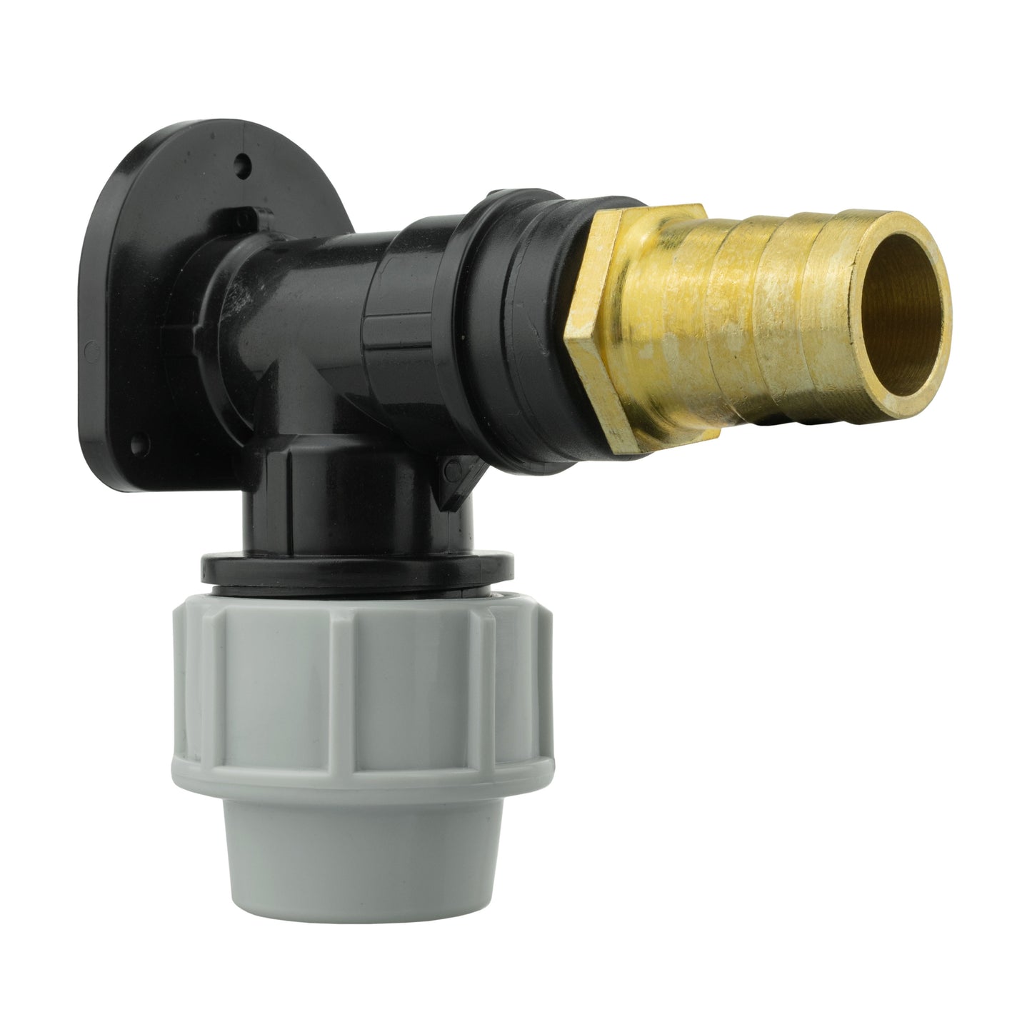 25mm MDPE Wall Flange Set with 25mm Brass Barb Fitting