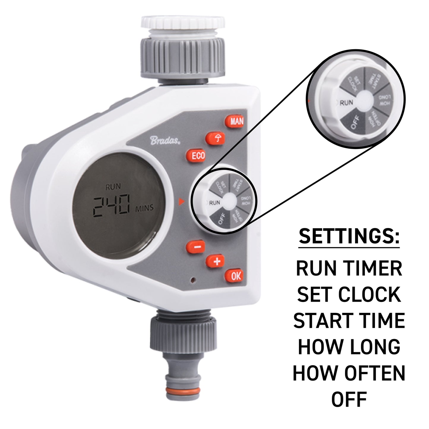 White Line Single-Outlet Electronic Water Timer Controller