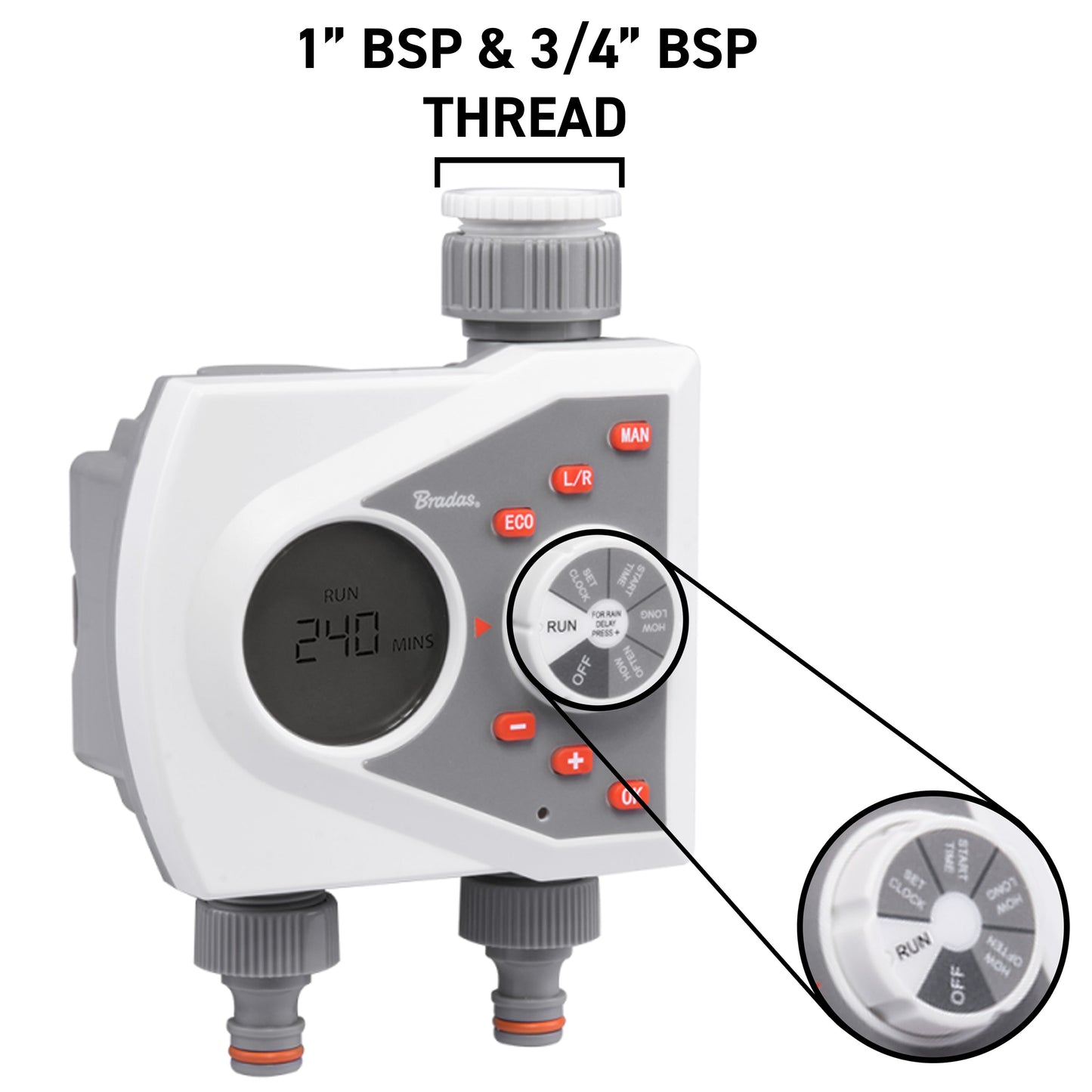 White Line Dual-Outlet Electronic Water Timer Controller