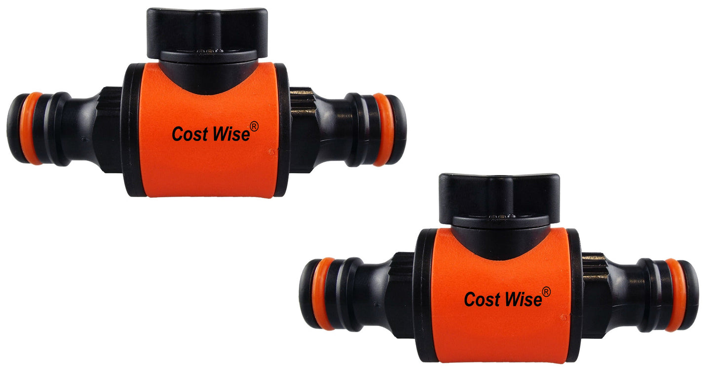 Cost Wise Male‑Male Quick‑Connect Inline Hose Valve Black/Orange