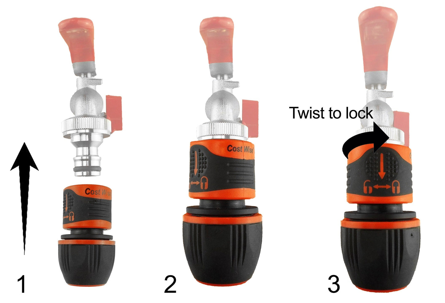Cost Wise Click‑Lock Hose Adapter Compatible with 1/2" and 3/4" Hoses