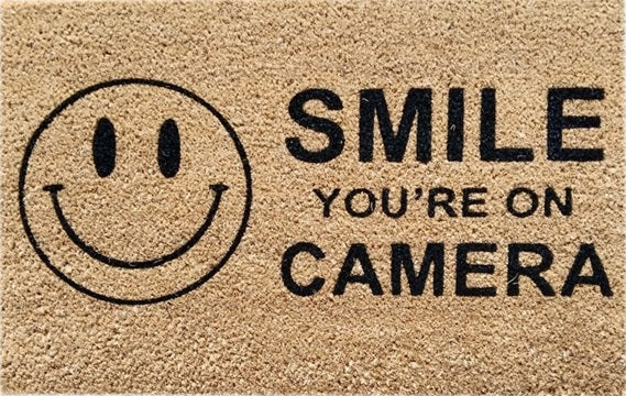 60cm x 40cm Doormat with 'Smile You're On Camera' Design