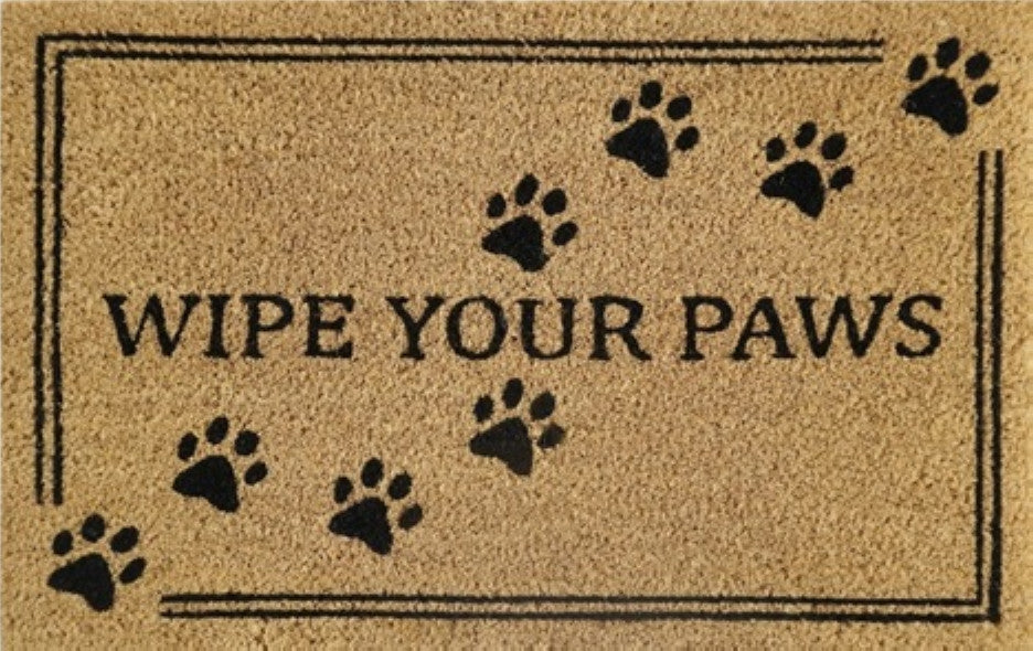 60cm x 40cm Doormat with 'Wipe Your Paws' Design
