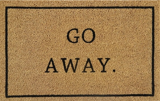 60cm x 40cm Doormat with 'Go Away.' Design
