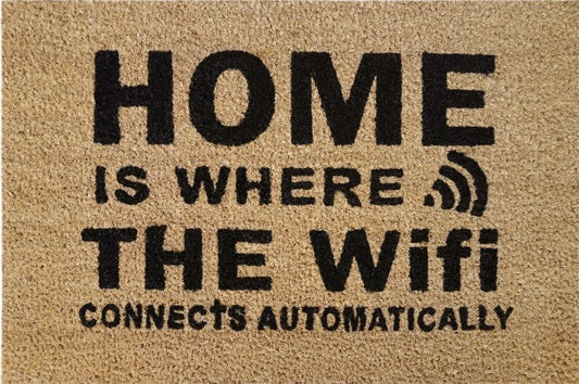 60cm x 40cm Doormat with 'Home Is Where The WiFi Connects Automatically' Design