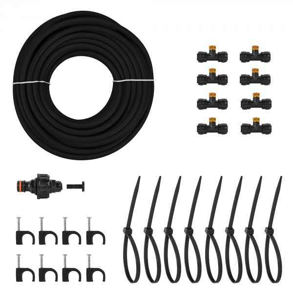 15m Outdoor Garden Misting Set – Black & Orange