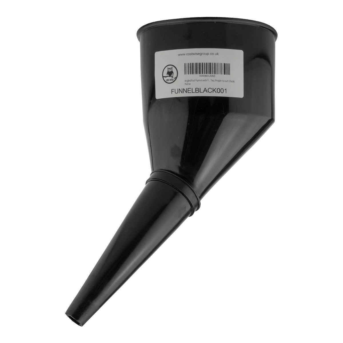 Black Angled Fuel Filling Funnel with Built-In Filter