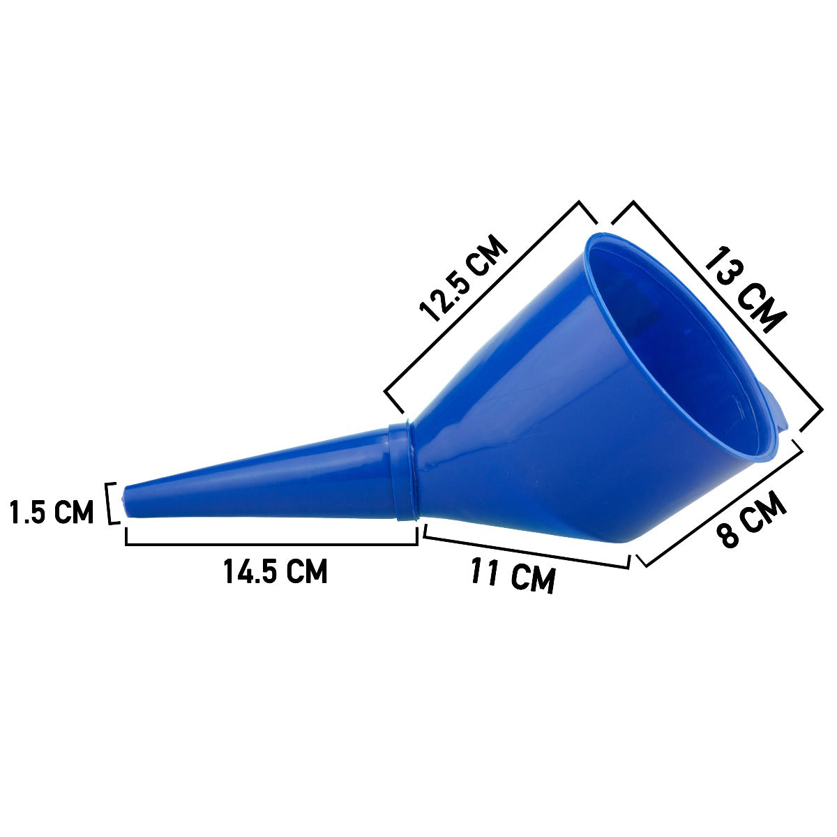 Blue Angled Fuel Filling Funnel with Built-In Filter