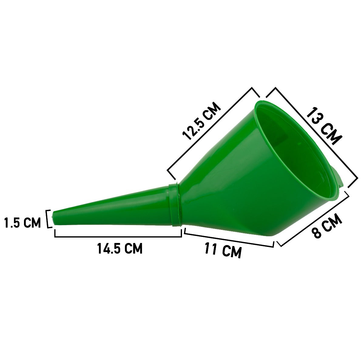 Green Angled Fuel Filling Funnel with Built-In Filter