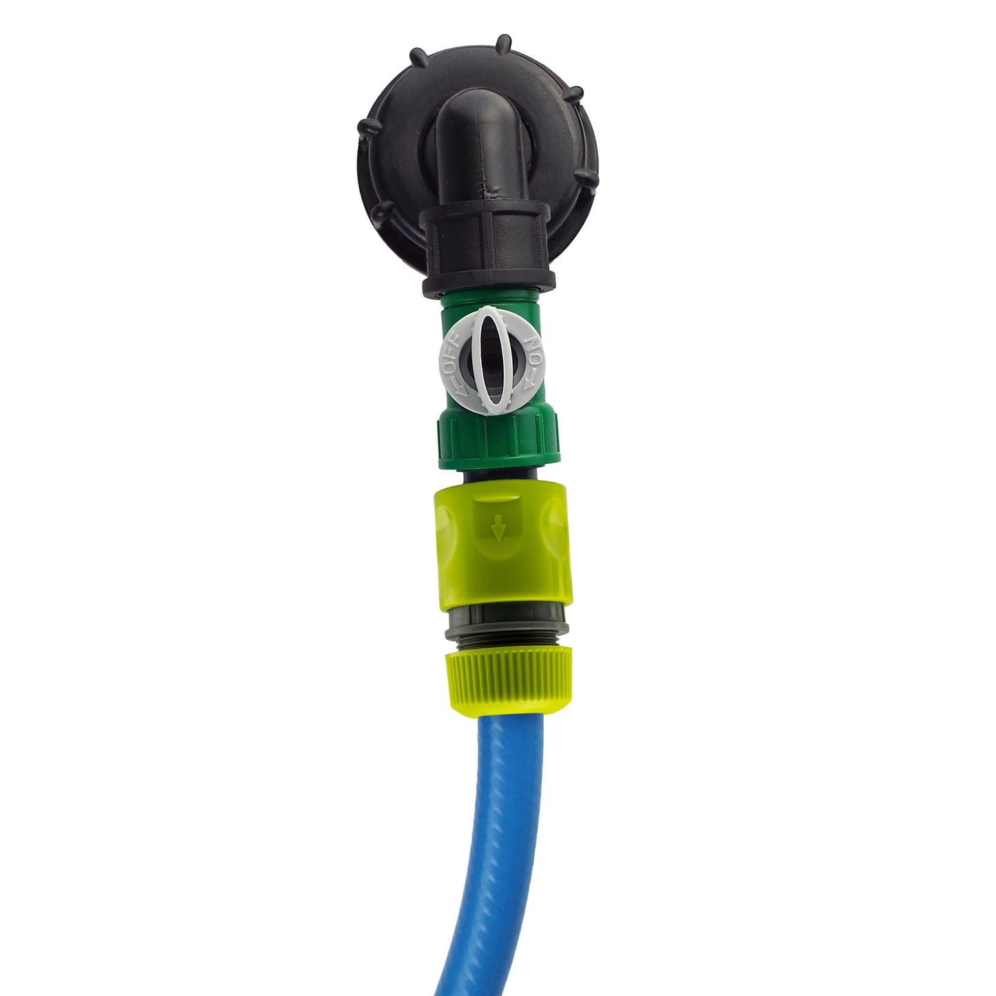 IBC 2” S60X6 Cap with Elbow, Quick-Release Coupling, Valve and Hose Adapter