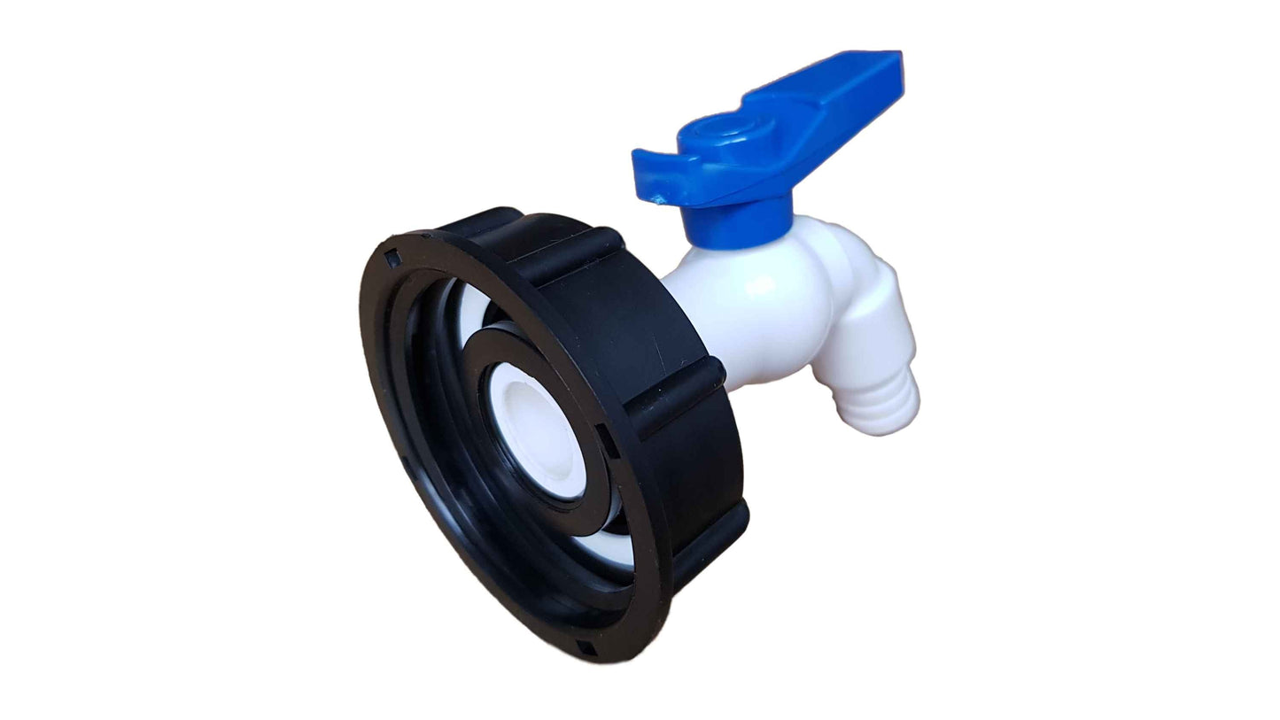 IBC 2" S60X6 Lid with White and Blue Plastic Valve