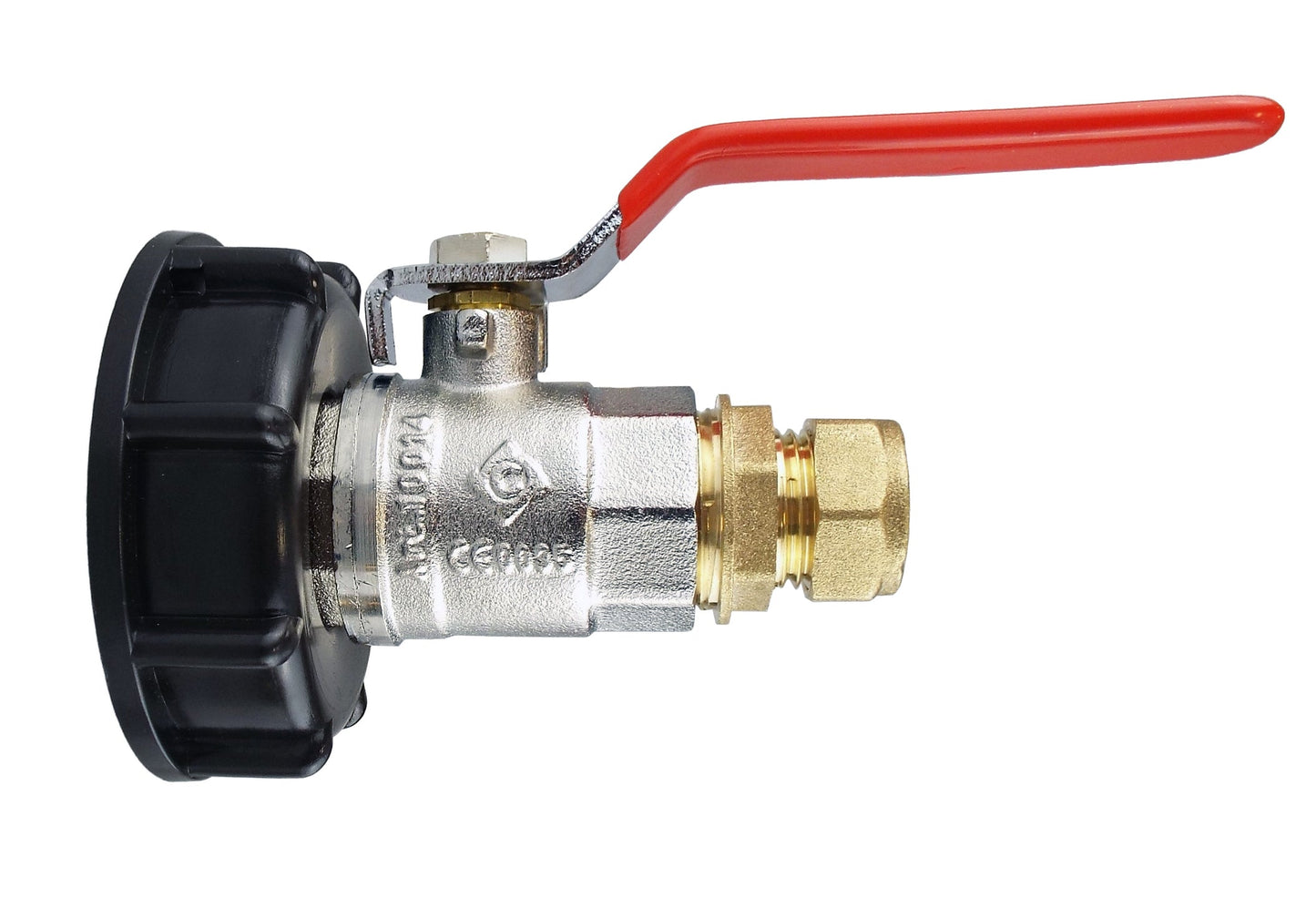 IBC 2” S60X6 Lid with Lever Valve and 22mm Brass Straight Compression Fitting – ¾” BSP