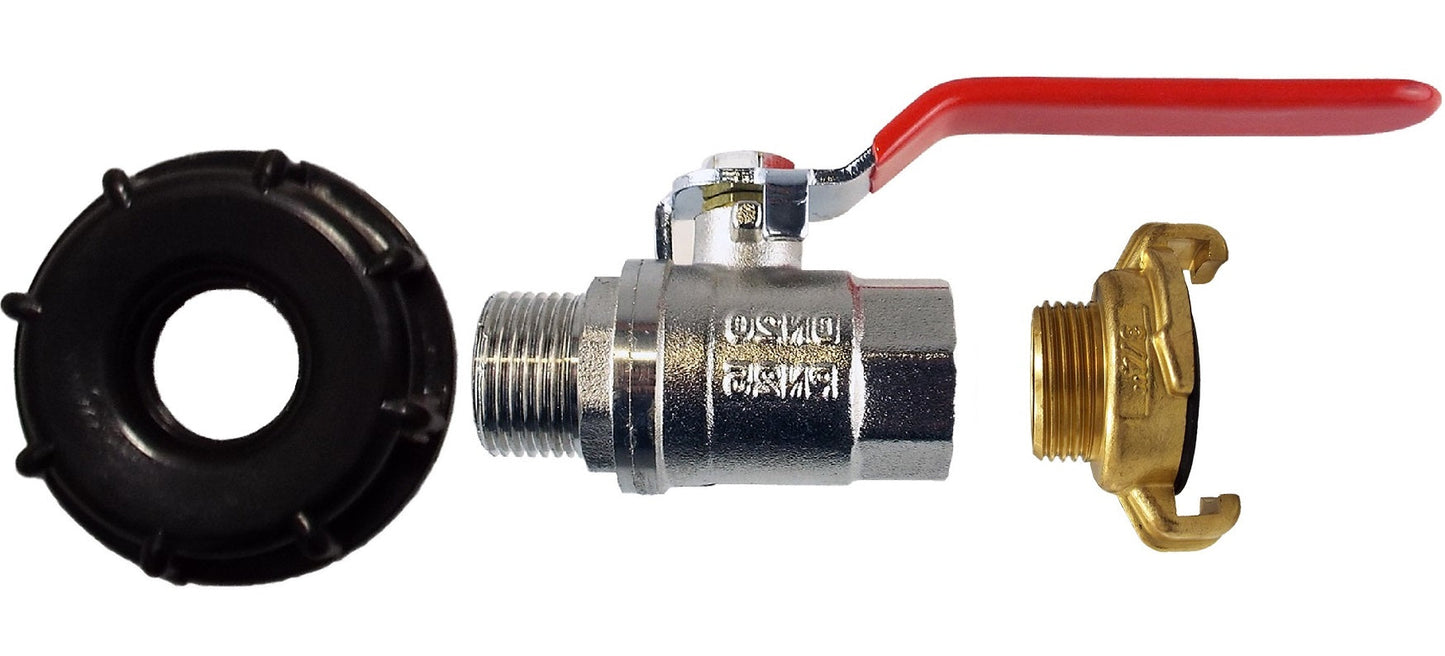 IBC 2" S60X6 Lid with BSP Male-Female Lever Tap and Geka-Style Connector