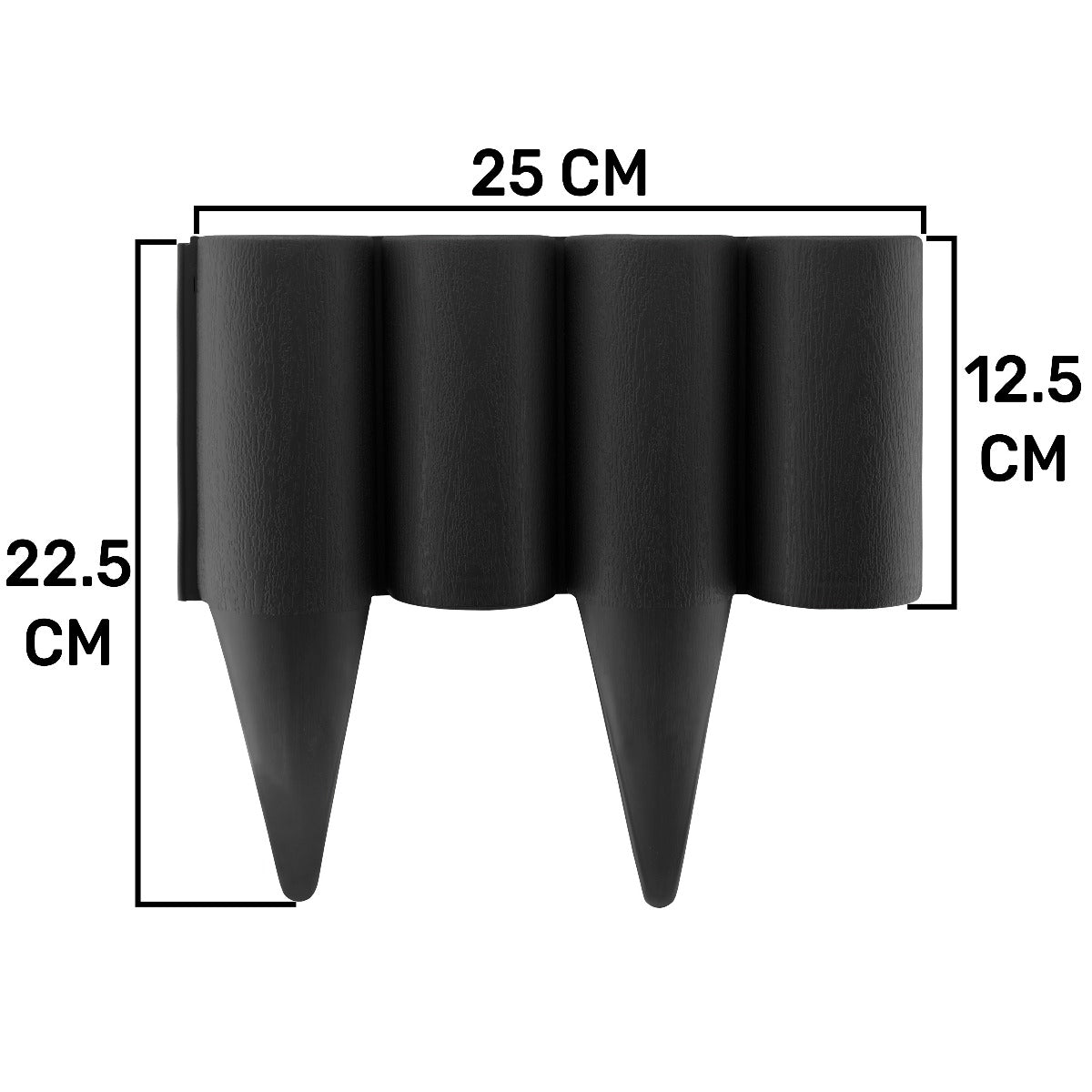 Black Plastic Palisade Lawn Border with Wood Effect 2.5m