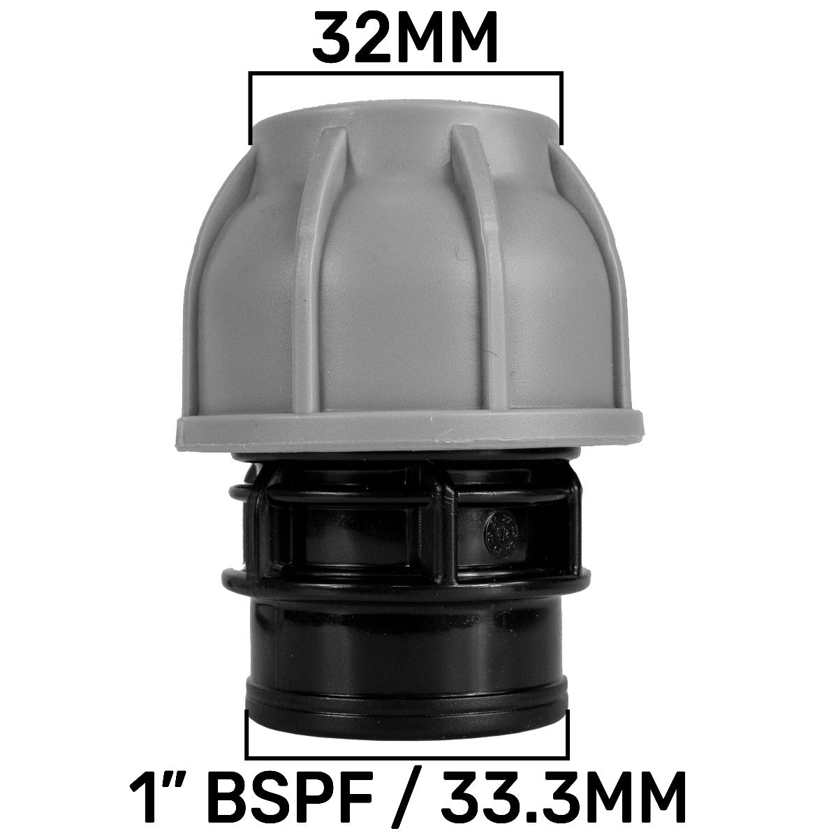32mm MDPE Straight Coupling with 1" BSP Female