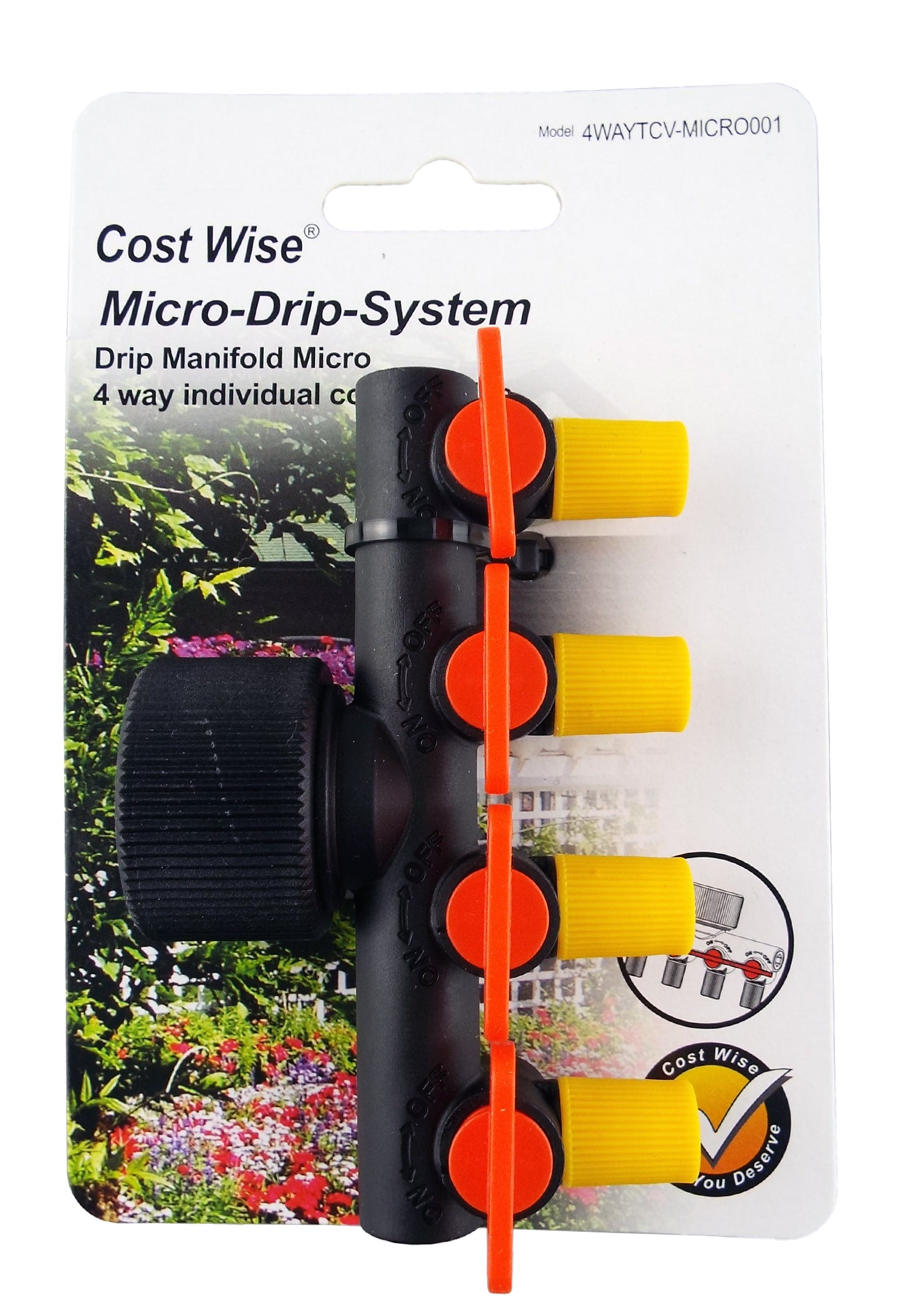 4-Way Micro Irrigation Tube Manifold with Valves