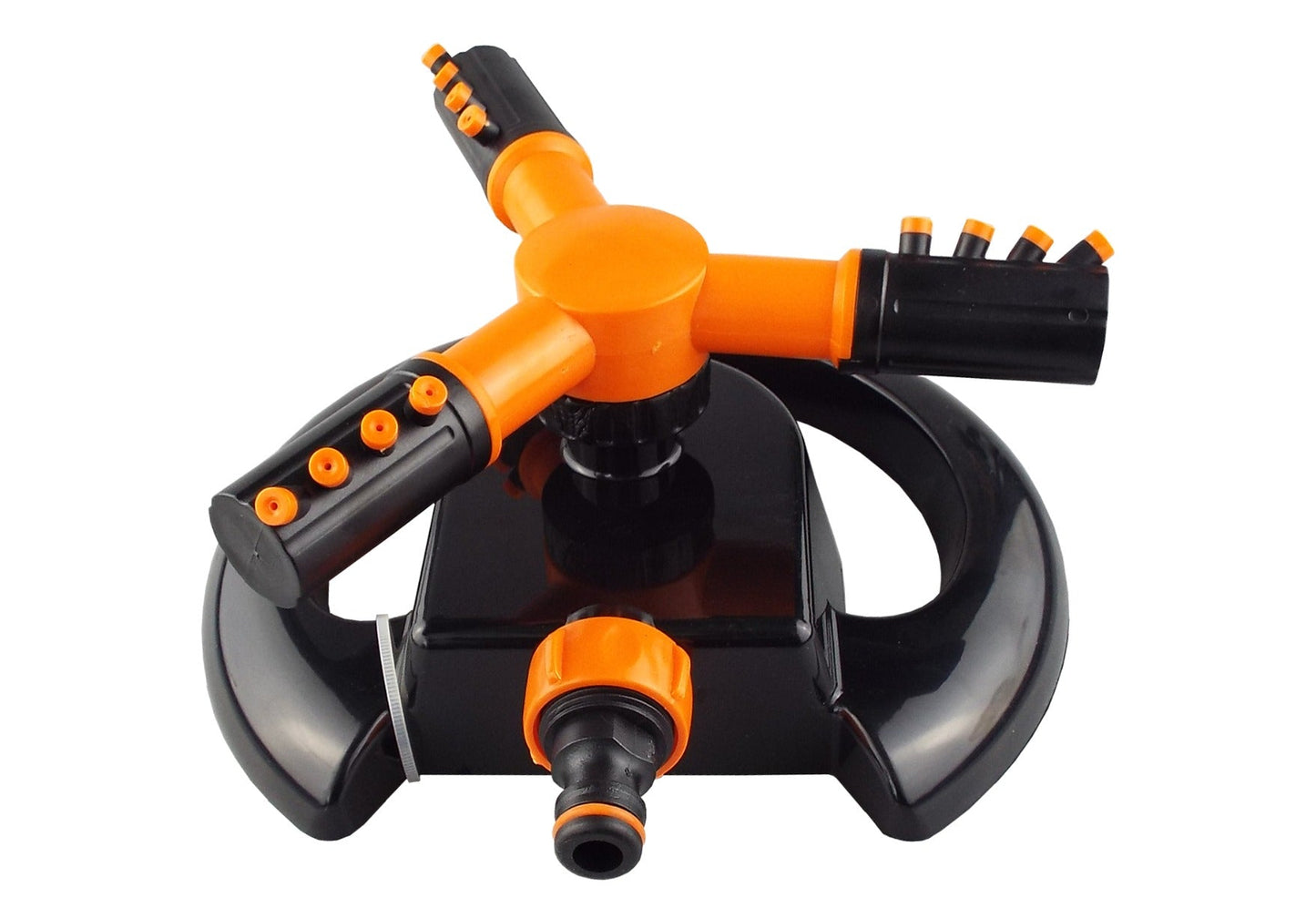 Bradas 3-Arm Rotating Garden Sprinkler – Black & Orange Line