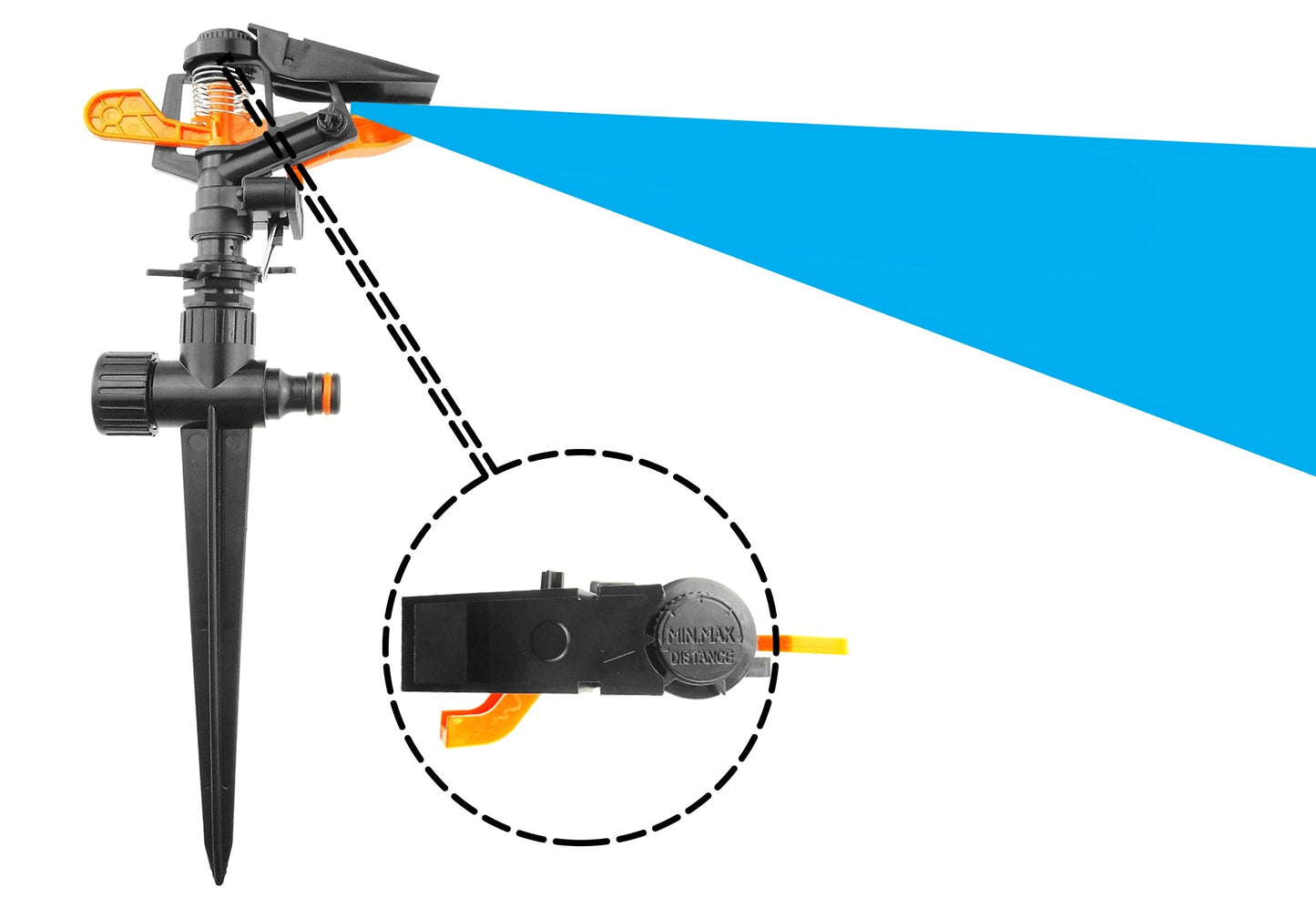 Adjustable Eco Line Impact Sprinkler with Ground Spike