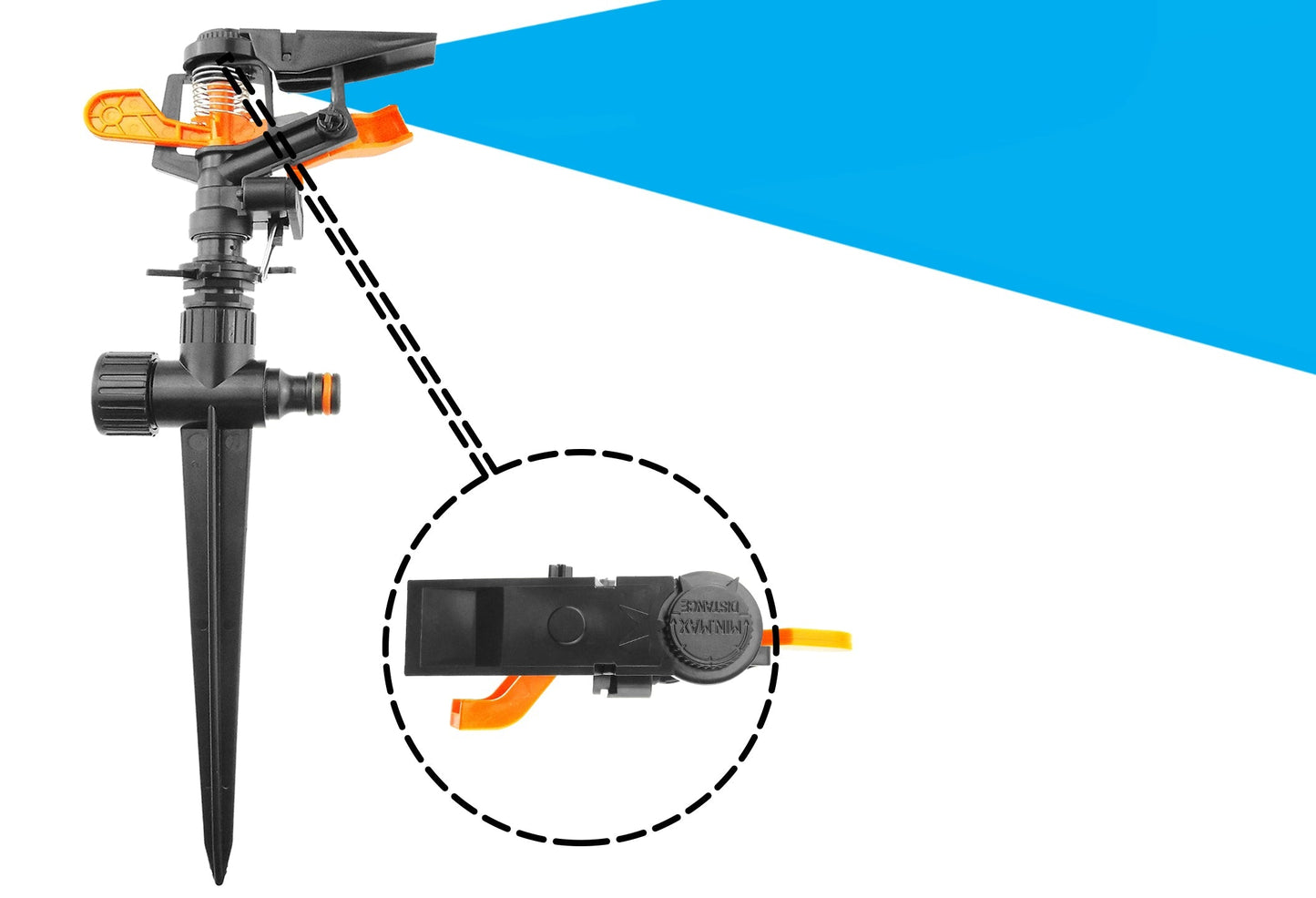 Adjustable Eco Line Impact Sprinkler with Ground Spike