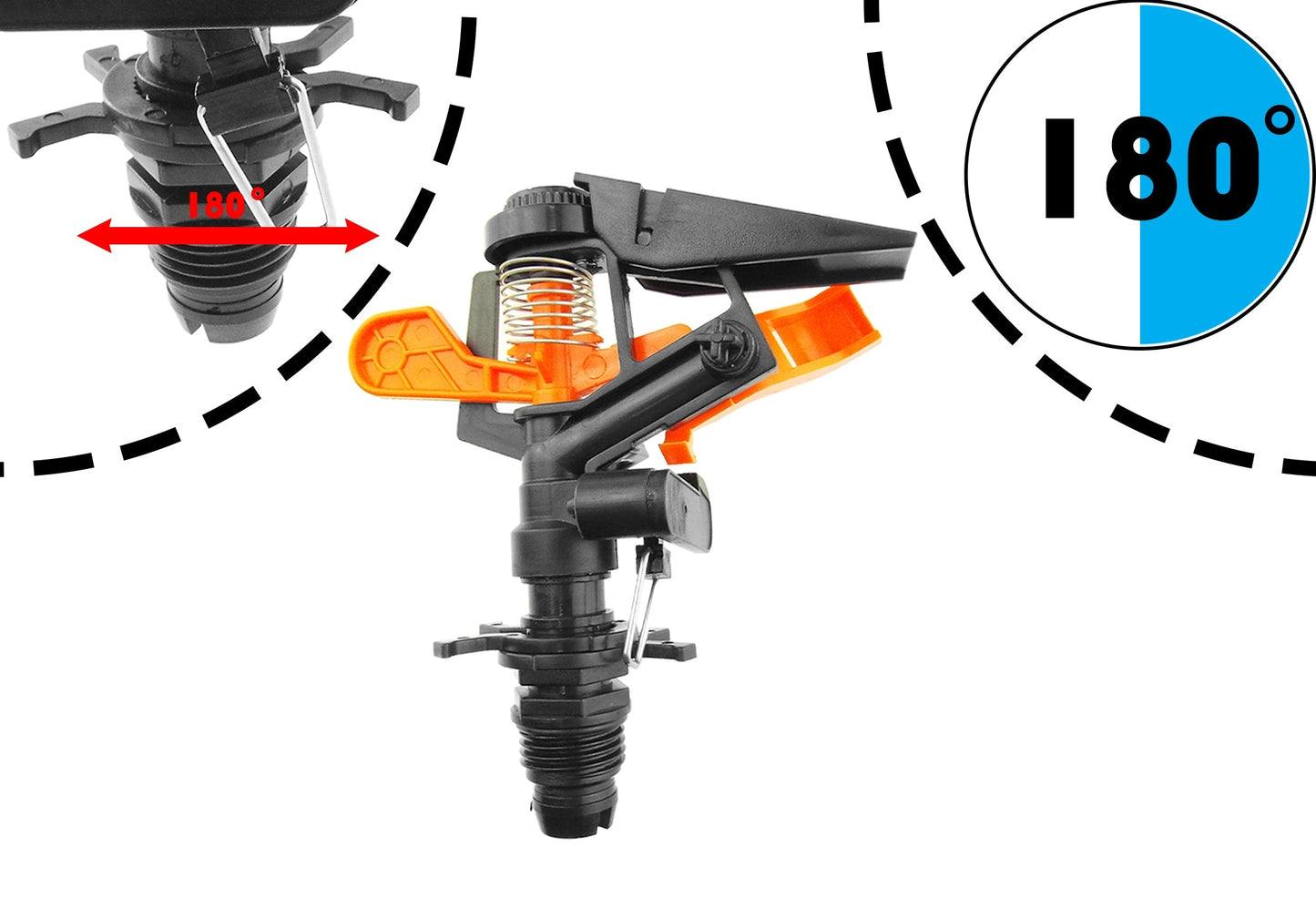 Adjustable Eco Line Impact Sprinkler with Ground Spike