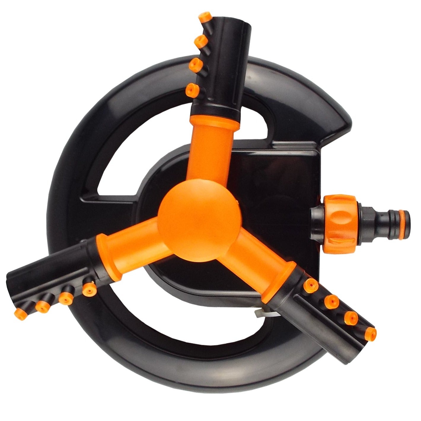 Bradas 3-Arm Rotating Garden Sprinkler – Black & Orange Line