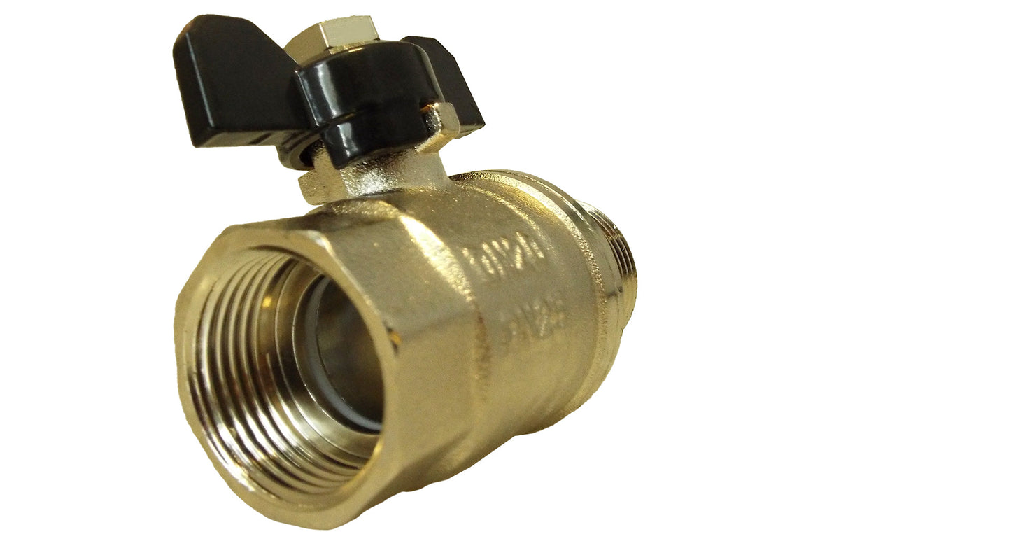 Nickel-Plated Brass Butterfly Valve 1" BSP Male to Female