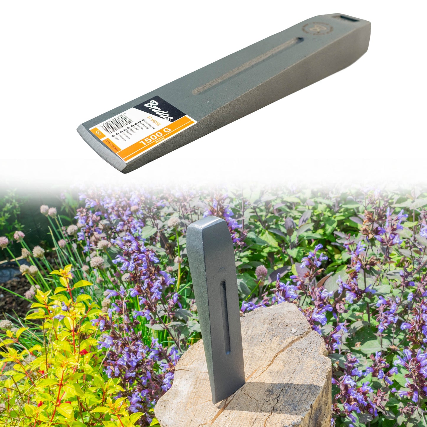 1.5kg Solid Steel Log Splitting Wedge – Heavy Duty