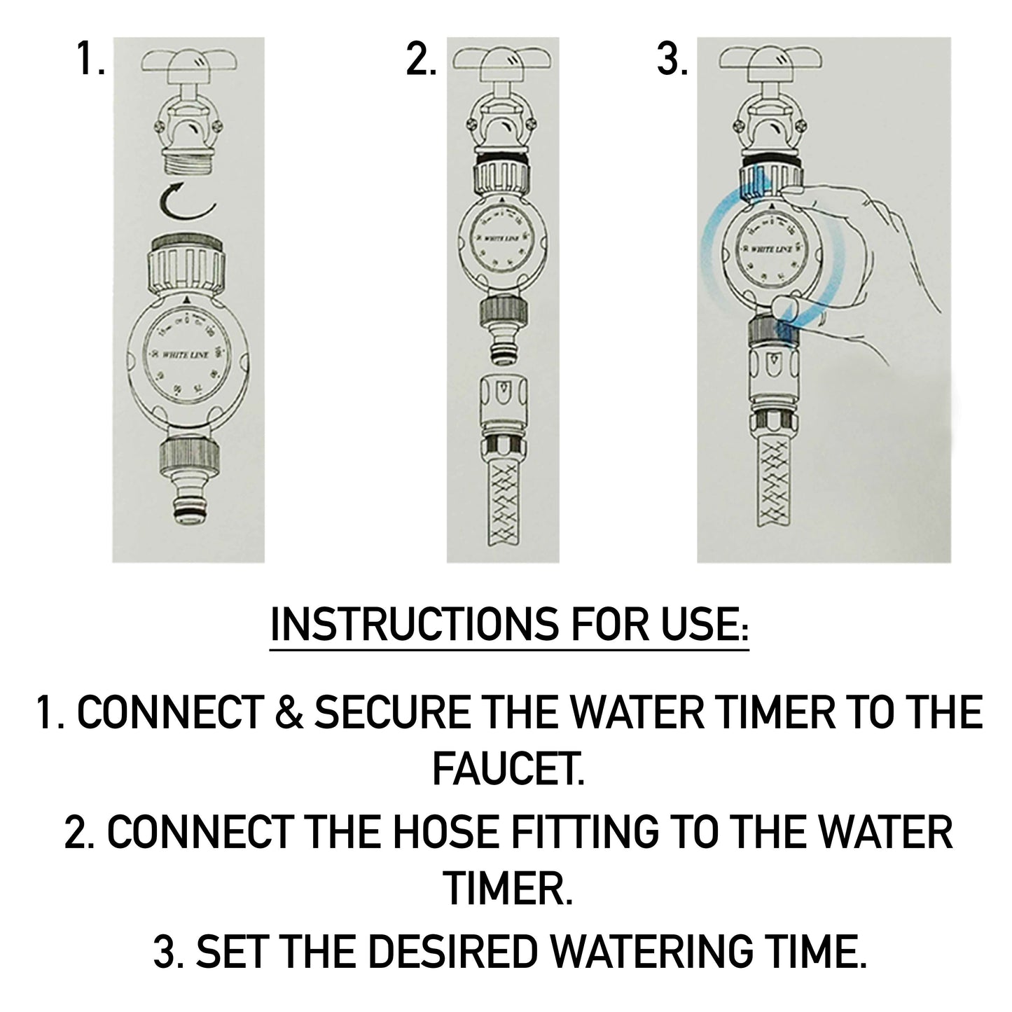White Line Mechanical Garden Water Timer Controller
