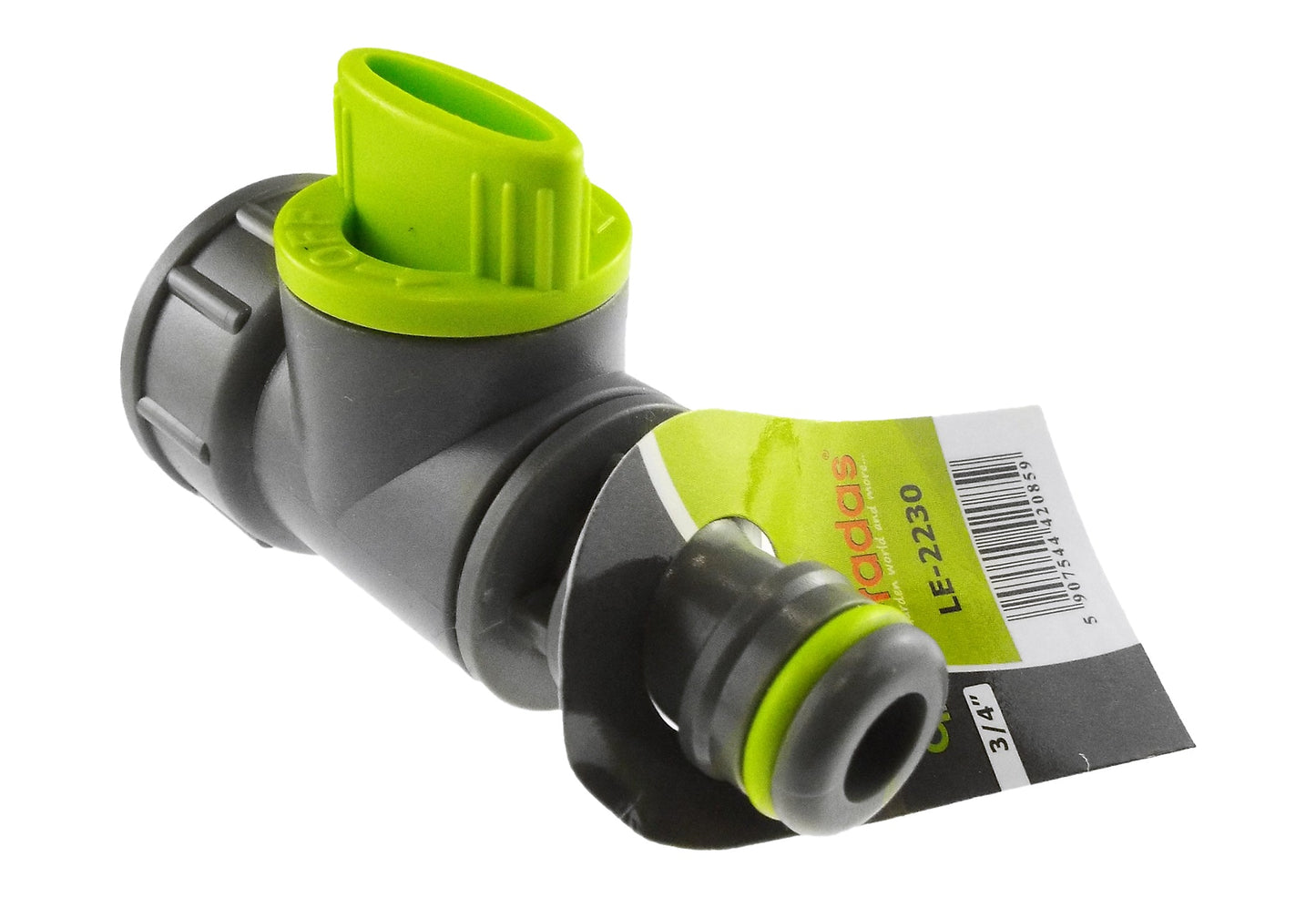 Lime-Coloured Snap-On Tap Adapter with ¾” BSP Female Thread and Valve