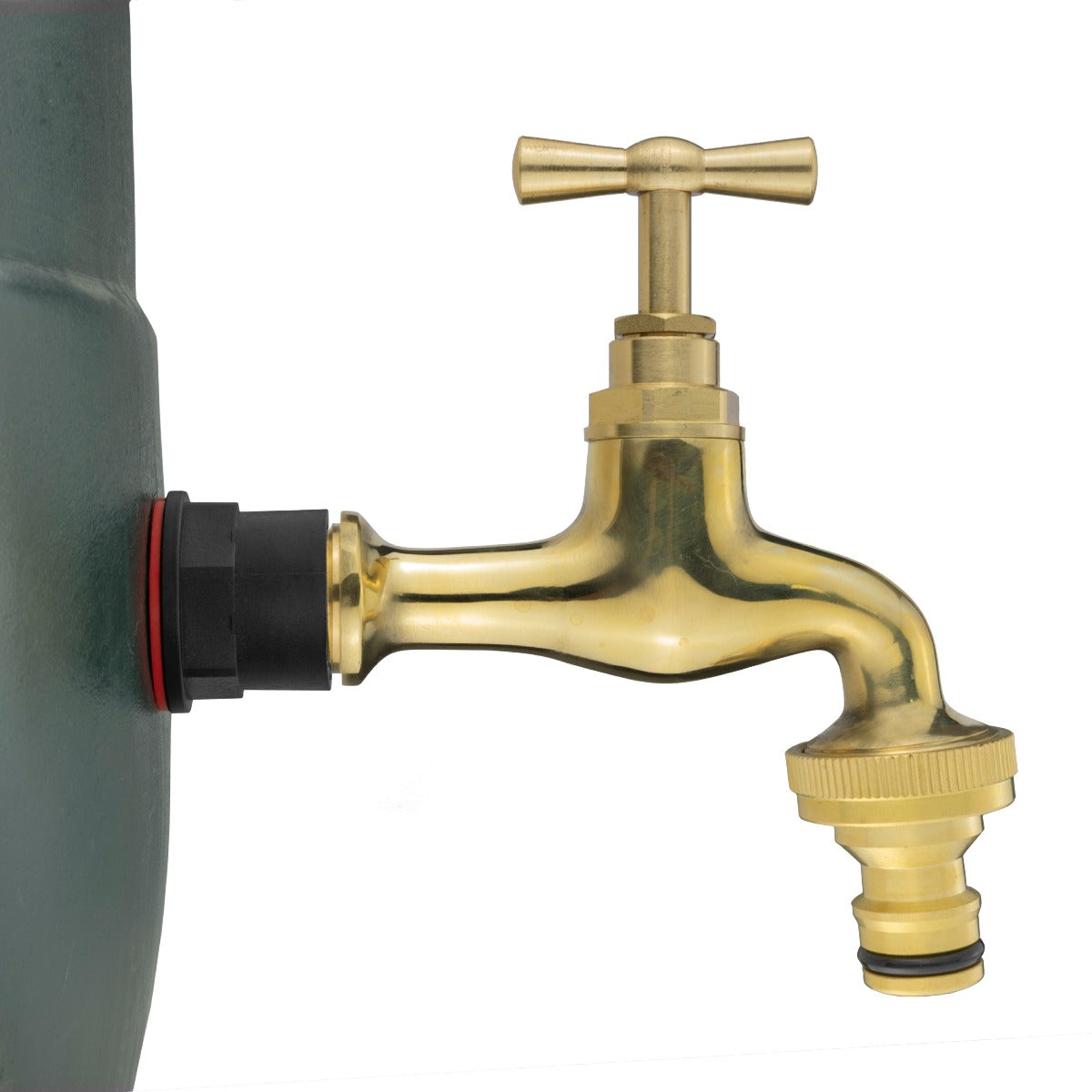 ½" Water Butt Set with Polish Brass Tap, Snap-On Hose Connector & Drill Bit
