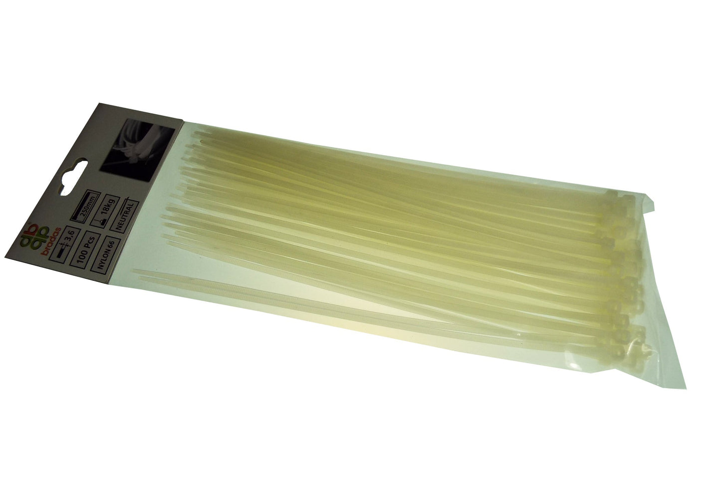 100 x Neutral Cable Ties – 7.6mm x 450mm Heavy-Duty Zip Ties